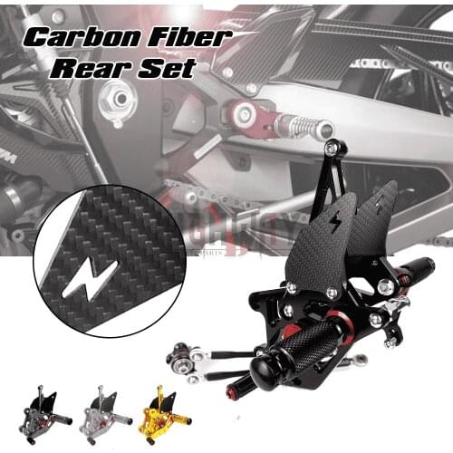 Motorcycle CNC & Carbon Fiber Footrest Rear Sets Adjustable Rearset Foot Pegs for HONDA CBR600RR F5 CBR 600 RR 2007-2019