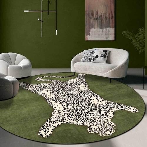 Cartoon Kids Room Floor Rug Tiger Skin 3D Printing Round Big Carpets Soft Flannel Bedroom Computeer Children Chair Anti-skid Mat