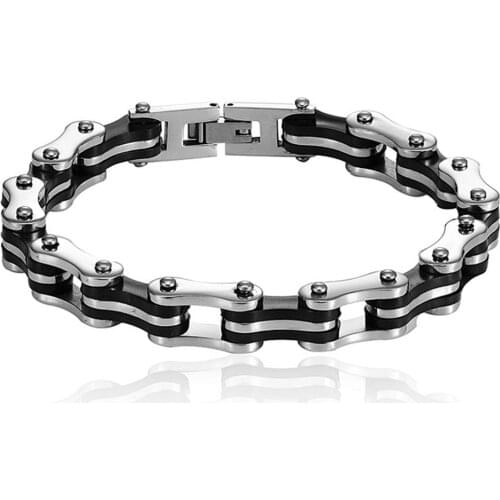 Mens black Biker Bicycle Motorcycle Chain Bracelet & Bangle For Men Women Punk 316l Stainless Steel Solid Bracelet