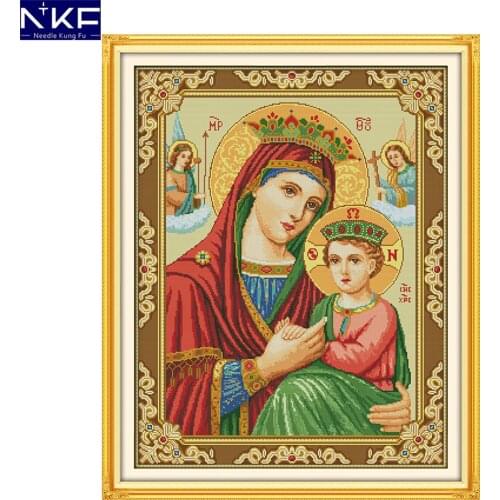 NKF Holy Mother and Holy Son Cross Stitching DIY Kits Needlework Cross Stitch Kits for Embroidery Home Decor Cross-stitch Set
