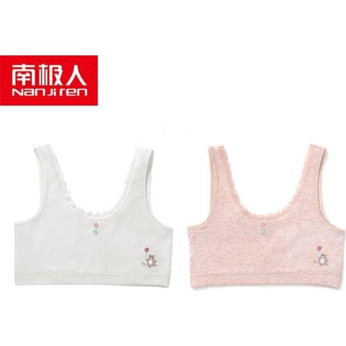 NANJIREN 2pcs Children Lace Girl Bra 9-18 Years Breast Care Cotton Teens Teenage Underwear No chest pad summer Kids vest Bra