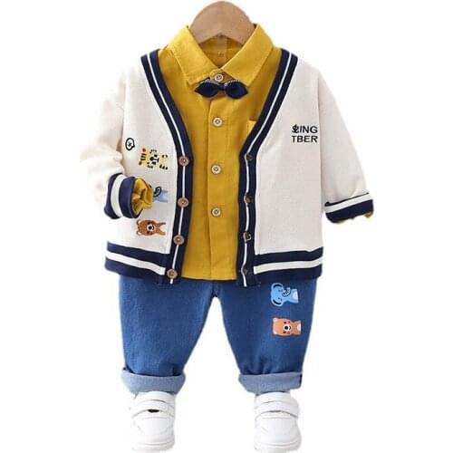 New Spring Children Clothes Kids Boys Jacket Shirt Pants 3Pcs/sets Baby Cotton Clothing Autumn Toddler Girls Cartoon Sportswear