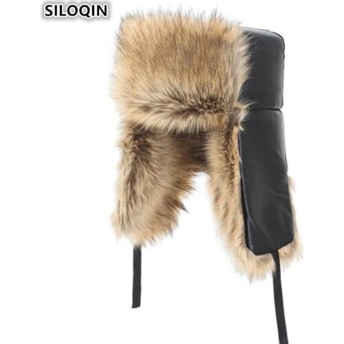 SILOQIN New Winter Middle-aged Mens Hat Plus Velvet Warm Bomber Hats For Men Women Windproof Earmuffs Caps Womens Ski Cap