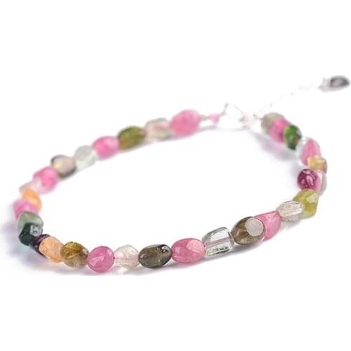 Wholesale Color Tourmaline Natural Stone Bracelet With Shape Beads Bracelets for Women Girl DIY Fashion Jewelry
