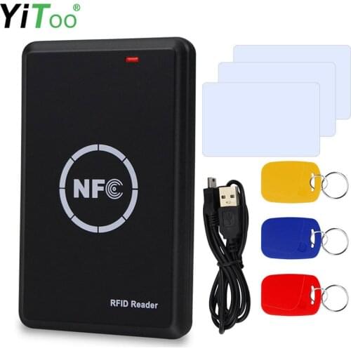 Smart Card Programmer, RFID Reader Writer Duplicator, NFC Reader, Encrypted Decoder, 125KHz 13.56MHz ID IC Key Fobs Cards, USB