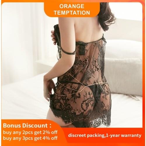 Sexy Lingerie Set Lace See-Through Erotic Underwear Women Sheer Bodysuit Sleepwear Exotic Intimate Accessories Sex Costume Dress