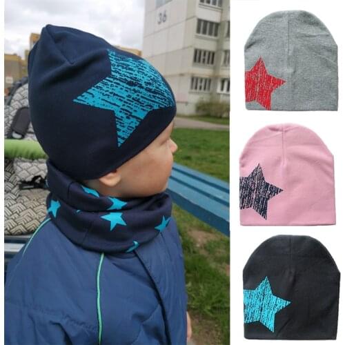Star Prints Baby Beanie Hat For Kids Autumn Winter Boys Girls Hats Soft Cotton Children Cap bonnet enfant 1-4 Y