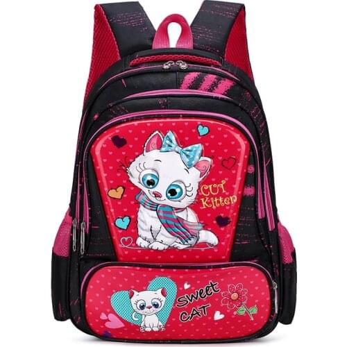 2020 Children School Bags for Boy and Girl 3D Cartoon Schoolbag Shiny PU Cat Backpack Kids Orthopedic School Backpacks