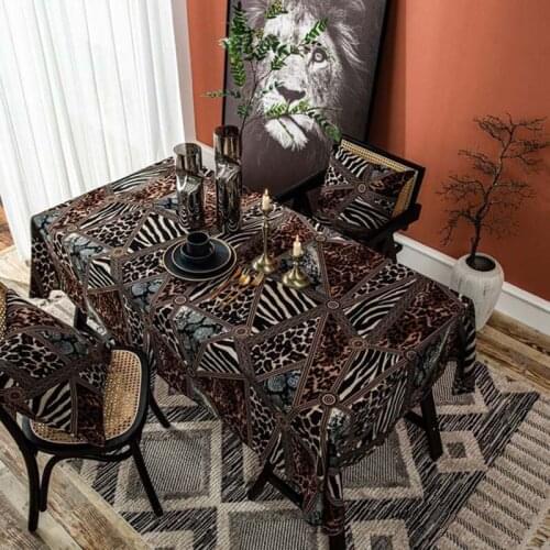 Mcao Leopard Printed Tablecloths Rectangular Durable & Waterproof Table Covers Geometric Design for Dinning Room Washable TJ6177