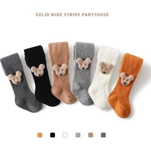 Cute Bear Knitted Stockings Baby Girls One-piece Pantyhose Kids Autumn Spring Tights Trousers For Age 0-8yrs