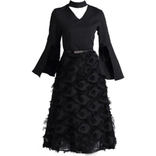 Elegant Splicing Black Vestidos Trendy Pastel Robe Autumn New Style Party Dress Women Hepburn Style High Slim Waist Ukraine