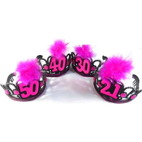 Adult 21 30 40 50 Happy birthday tiara 50% off for 3pcs pink black fun ceremony favor birthday supplies souvenir event party
