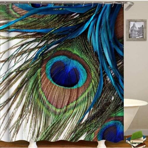 Mandala - Shower curtain in waterproof polyester fabric, with peacock feathers, as decoration for the home (1.70 x 178