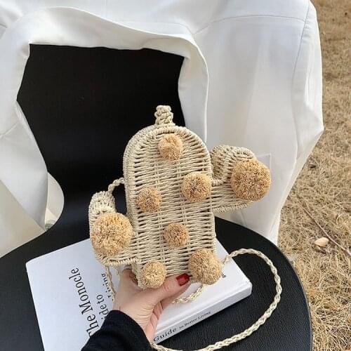 Women 2021 Fashion Branded High Quality Beach Woven Handbag, Cactus Bag, Summer Straw Bag, Women, New Series 2021 NEW hot