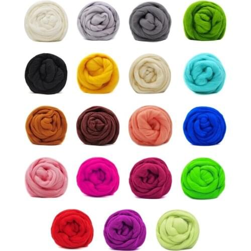 100g (19 Colors) Wool 19 Microns Super Soft Natural Wool Needle Felting Wool Hand Dyed Wool Needle and Wet Felting Supplies