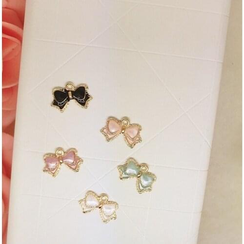 20pcs/lot bowknot bow tie size 16*10mm pendant alloy enamel charm DIY accessories of necklace bracelet headdress