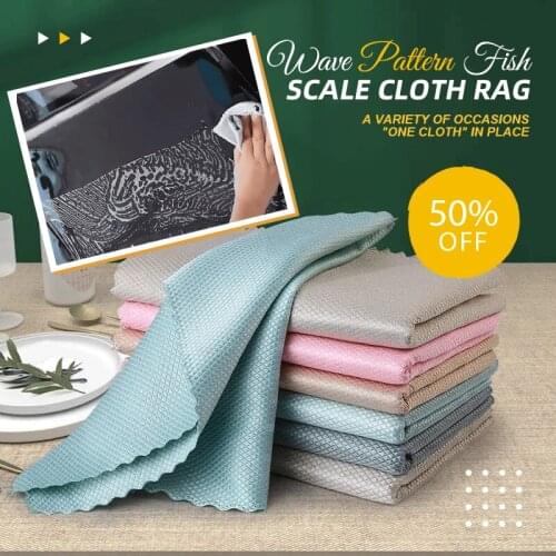 5Pcs Kitchen Anti-Grease Wiping Rags Efficient Fish Scale Wipe Cloth Cleaning Cloth Home Washing Dish Cleaning Towel