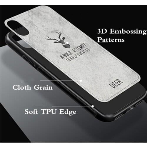 50pcs/lot Deer Head Phone Case For Xiaomi 8 Lite 8SE 9 9SE MAX 3 2 MIX 2 2S 3 For Redmi 6 6A Cloth Grain Back Cover Fundas