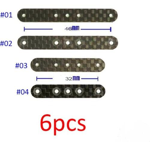 6Pcs 1.5mm Short Carbon Fiber Reinforcing Plate 15495 for 1/32 Scale Tamiya Mini 4WD Racing Car Model Spare Parts