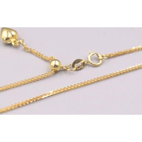 Au750 Real 18K Yellow Gold Chain Neckalce For Women Female 1.0mm Shiny Wheat Choker Gold Necklace Jewelry Gift