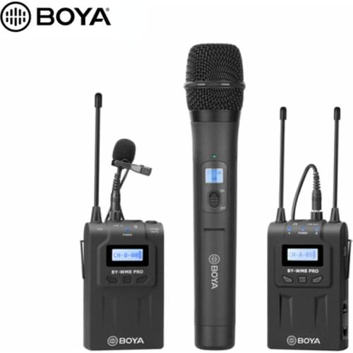 BOYA BY-WM8 Pro WHM8 Pro RX8 TX8 UHF Dual Wireless Microphone system Interview Mic for iPhone xiaomi Samsung DSLR Video Camera
