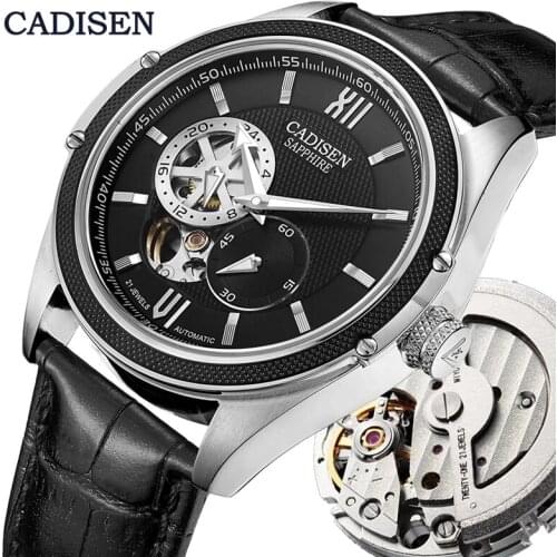CADISEN Mens Mechanical Watch 2021 Watch Fashion Leather Strap Multifunctional Waterproof Watch Luxury Brand Automatic Watches