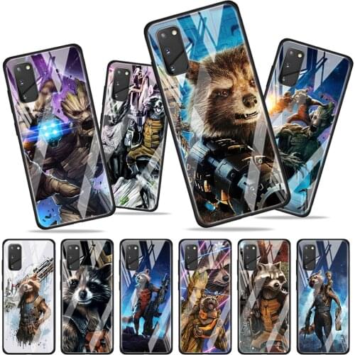 Rocket Raccoon Marvel for Samsung Galaxy S20 FE Ultra Note 20 S10 Lite S9 S8 Plus Luxury Tempered Glass Phone Case Cover