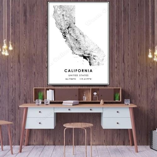 Black and White City Map The California City Map Poster HD Print Wall Art Canvas Nordic Landspace Painting for Home Decor