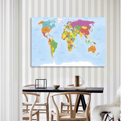 The World Political Map In French 150*100 cm Decorative Poster Non-woven Canvas Painting Living Room Home Decor School Supplies