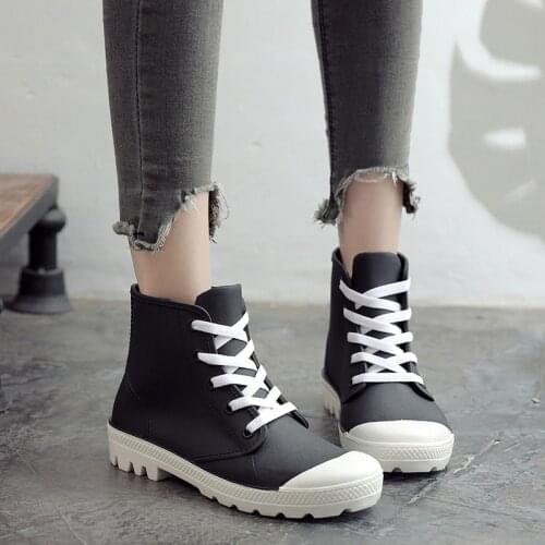 Spring Autumn Rain Boots Non-Slip Female Casual Shoes Woman Rain Boots Ankle Boot For Woman Waterproof Solid Color Shoesnj67