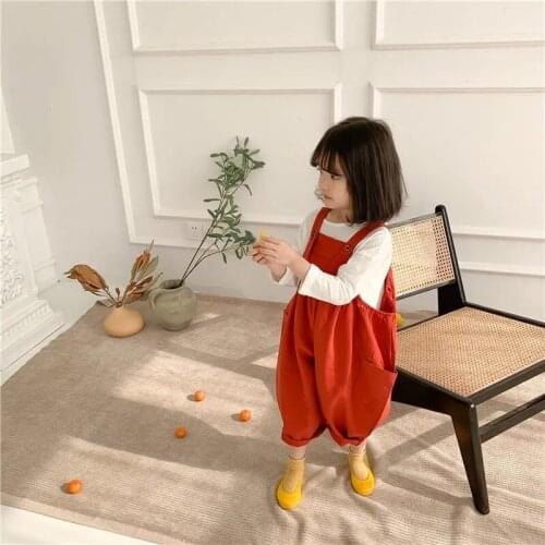 2 3 4 5 6 7 Y Baby Overalls Summer New Toddler Girls Casual Loose Cotton Jumpsuits Kids Solid Pocket Overalls Pants For Girls