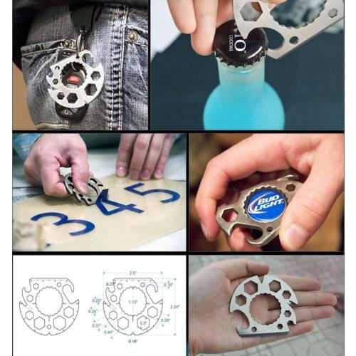 EDC GEAR Scallops Design Mltifunctional Tool Opener hex Wrench scraper Key Ring for Outdoor Camping Use