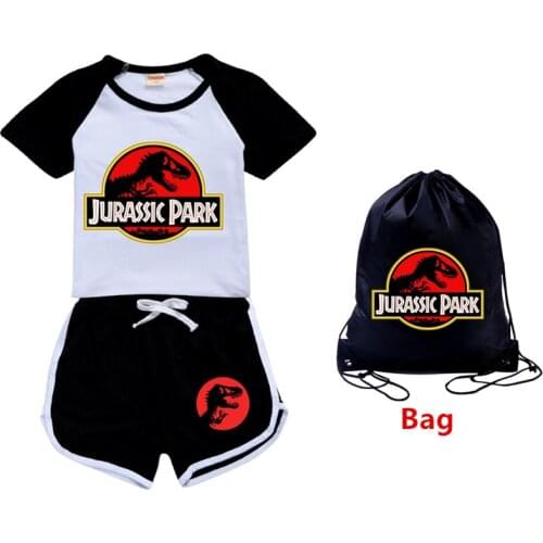 Kids Girls 2-16Y New Dinosaur Boys T-shirt Jurassic Park Cartoon Pullovers Leisure Fashion Children Sweatshirts Pants Bag Suit