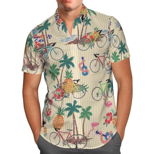 Retro Bike 3D Print Summer Hawaiian Breathable Beach Shirt Fashion Streetwear Short Sleeved Shirt Oversized Tops Blusa Masculina