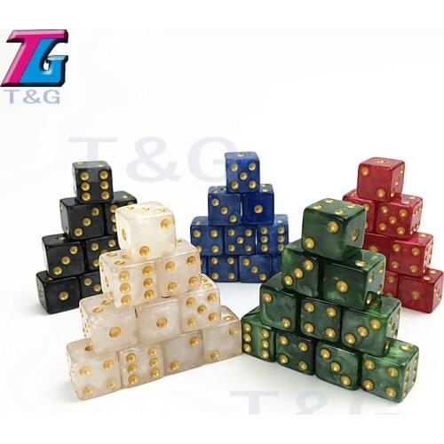10PCS 12MM High Quality Dice d6 Gambling Marble effect with golden dots dice Game Accessories toy and gift
