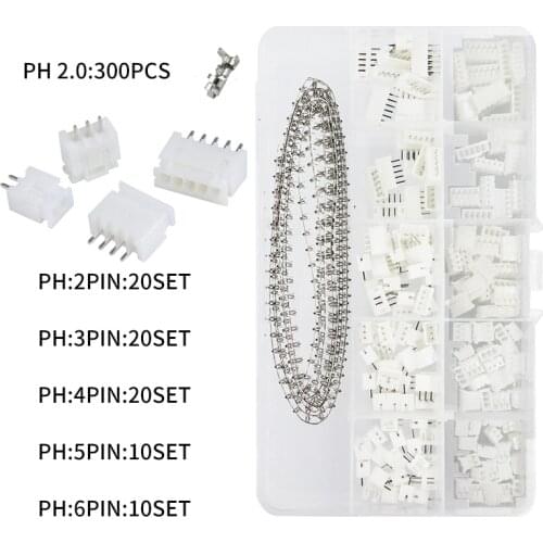JST 2.0 PH/2.54 XH Male Female Connector 2/3/4/5/6Pin Plug With terminal Wires Cables Socket Header Dupont Wire Connectors Kit