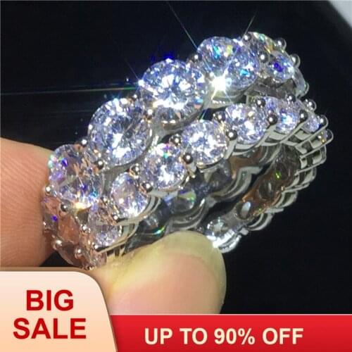 Classic Promise ring Silver color Round cut 4mm/6mm AAAAA Cz Stone Engagement wedding band ring for women Men jewelry