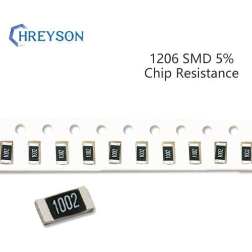 100Pcs 1206 SMD Resistor Kit 5% Tolerance 0R-22M 10K 11K 12K 13K 15K 16K 18K 20K 10 Ohm Full Value Available DIY Assorted Set