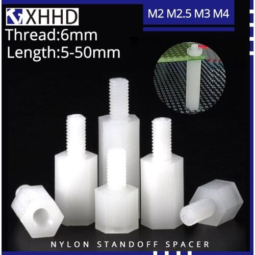 M2 M2.5 M3 M4 White Hex Nylon Male Female Standoff Pillar Hexagon Thread Plastic Computer PCB Motherboard Spacer Circuit Boards