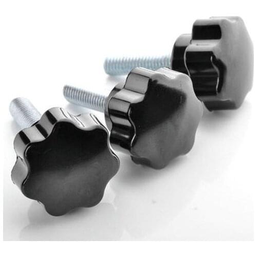 M6x(10mm-70mm) Bakelite star head screw handle plastic adjustable knob plum stainless steel bolt black