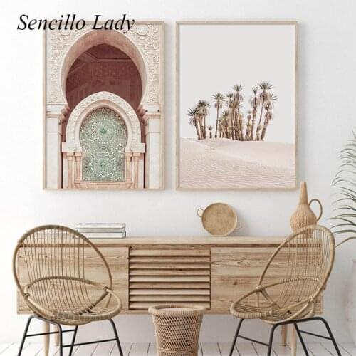 Morocco Architecture Desert Canvas Painting Landscape Poster Art Print Islamic Mosque Wall Picture Modern Living Room Decoration