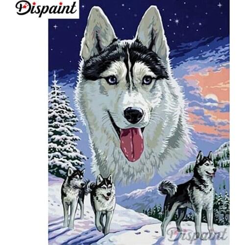 Dispaint Full Square/Round Drill 5D DIY Diamond Painting "Animal wolf scenery" Embroidery Cross Stitch 5D Home Decor A11880