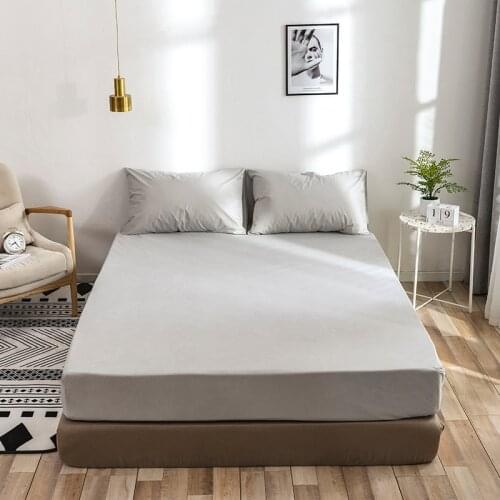 Anti-slip Bed Sheet Polyester Stretch Bed Fitted Sheet Solid Color Anti-dirty Bed Sheet Bedspread Home Texties Full King Queen