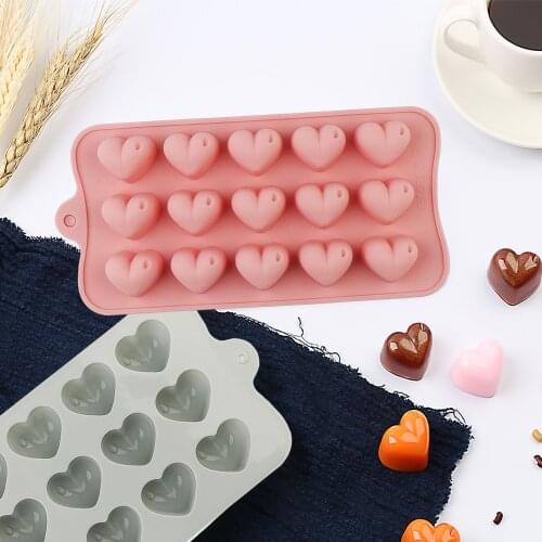 New Heart Chocolate Molds 15 Cavity DIY Love Silicone Wedding Candy Baking Molds Cupcake Decorations Cake Mold 3D