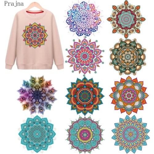 Prajna Iron On Patches Mandala Flowers Heat Transfer Fusible Sticker Custom Fashion Patches Heat Transfer Fusible Sticker