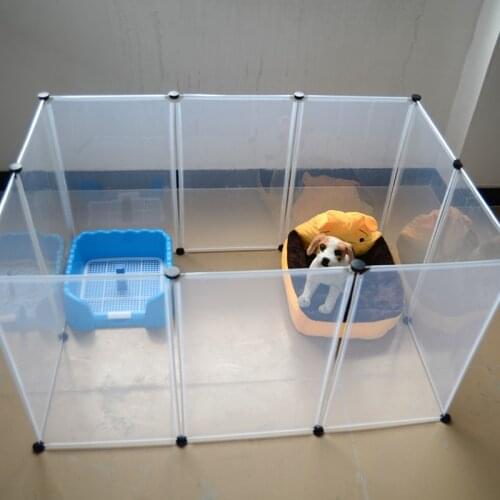 Transparent Pet Bed House Plastic Dog Fence DIY Multi-functional Kennel for Dogs Cats Practical Home Keeper Dog Cage