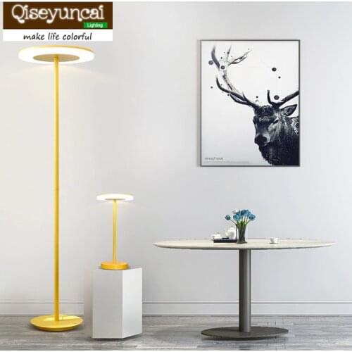 Qiseyuncai Modern minimalist North Macarons color warm living room bedroom bedside lamp study office led floor lamp