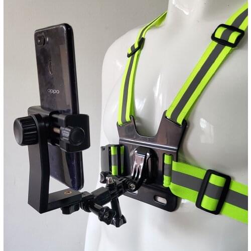 Adjustable Phone Clip Holder with Gopro Reflective Chest Strap for iPhone Samsung Huawei xiaomi smartphone for Outdoor Sports