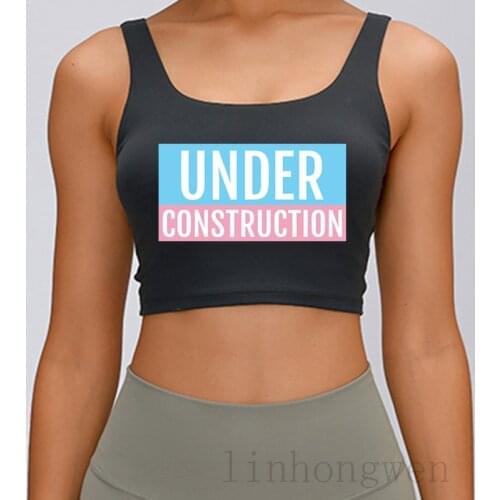 Under Construction Transgender Flag Tank Top Crop Top Sunlight O Neck Customize Novelty Humor Outfit Spring Autumn Vest