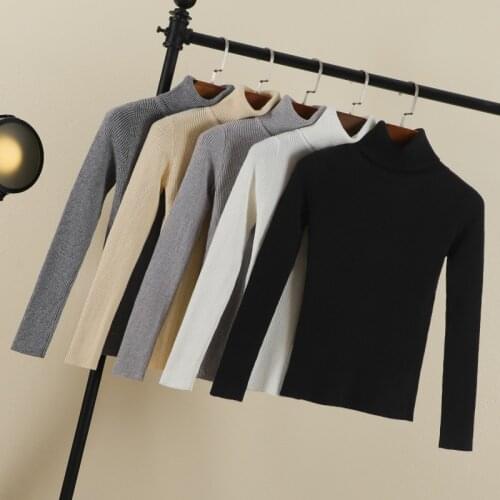 2021 korean style long sleeve top sweaters for women fashion tops clothing sweaters black turtleneck pullovers knitted blouses